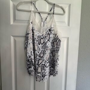 Women's Black and White Snake Print Cami Top